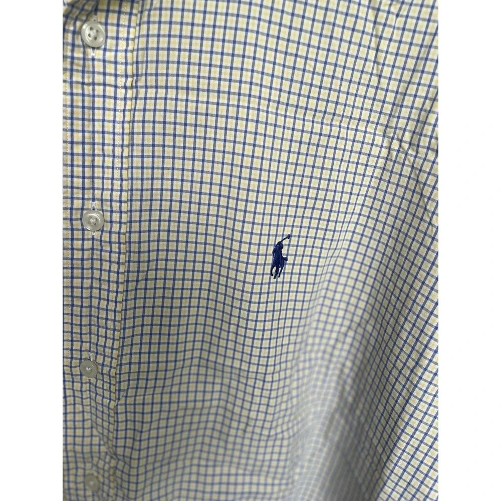 Polo Ralph Lauren Men's XL Yellow Blue Plaid Long Sleeve Button Down Shirt